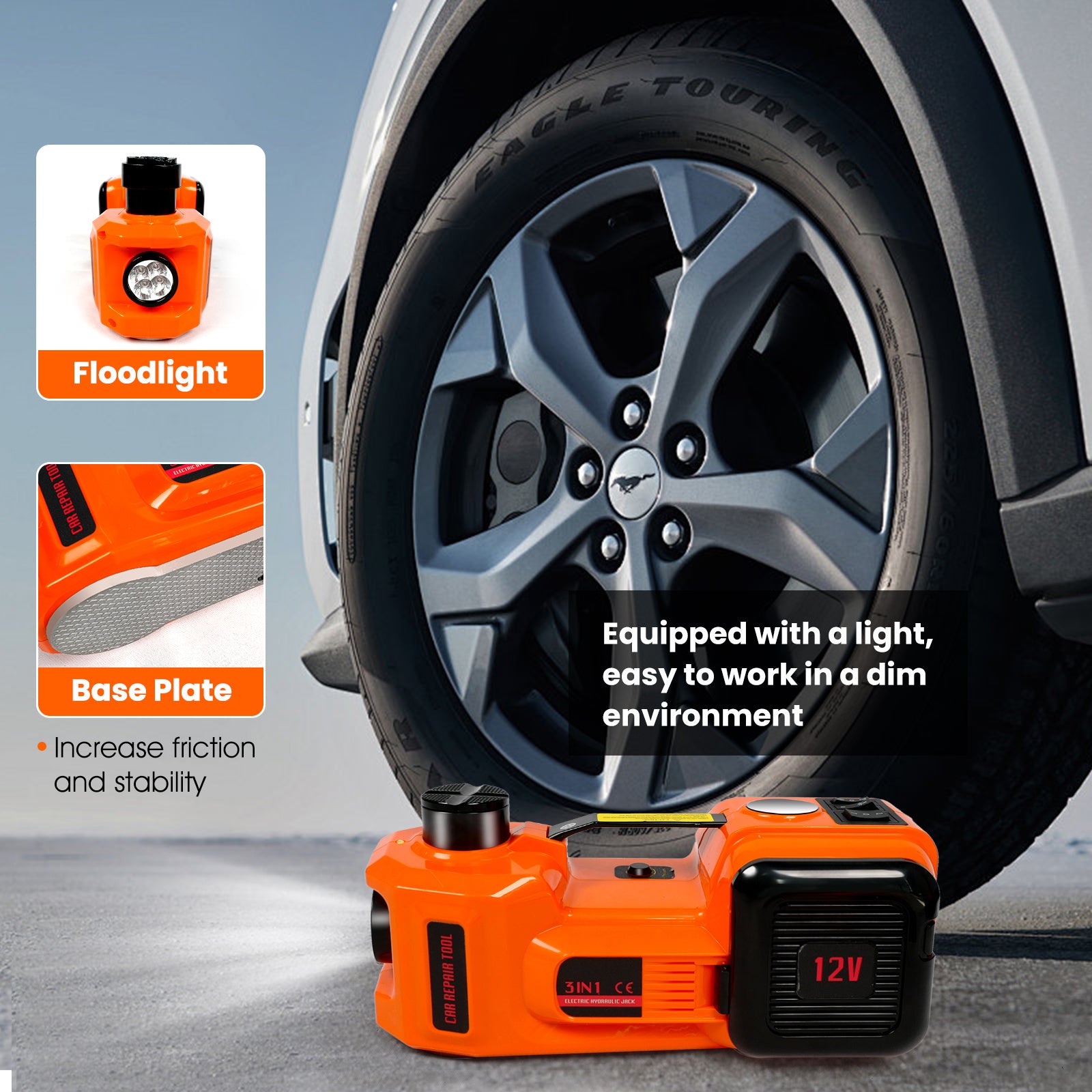 Electric Vehicle Jack Kit 11023 Lb Hydraulic Jack Lifter With Electric Impact Wrench