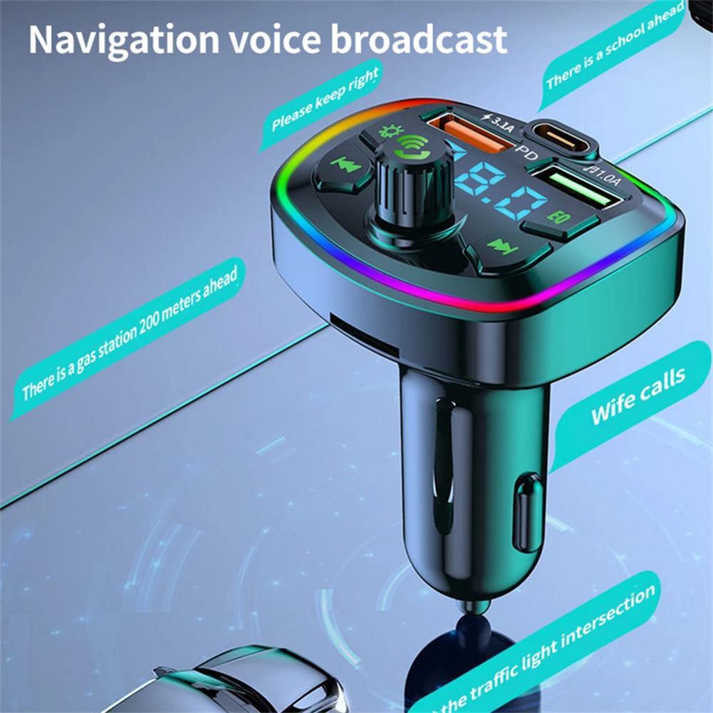 Car FM Frequency Digital Display Charger Player, Car Cigarette Lighter Fast Charger