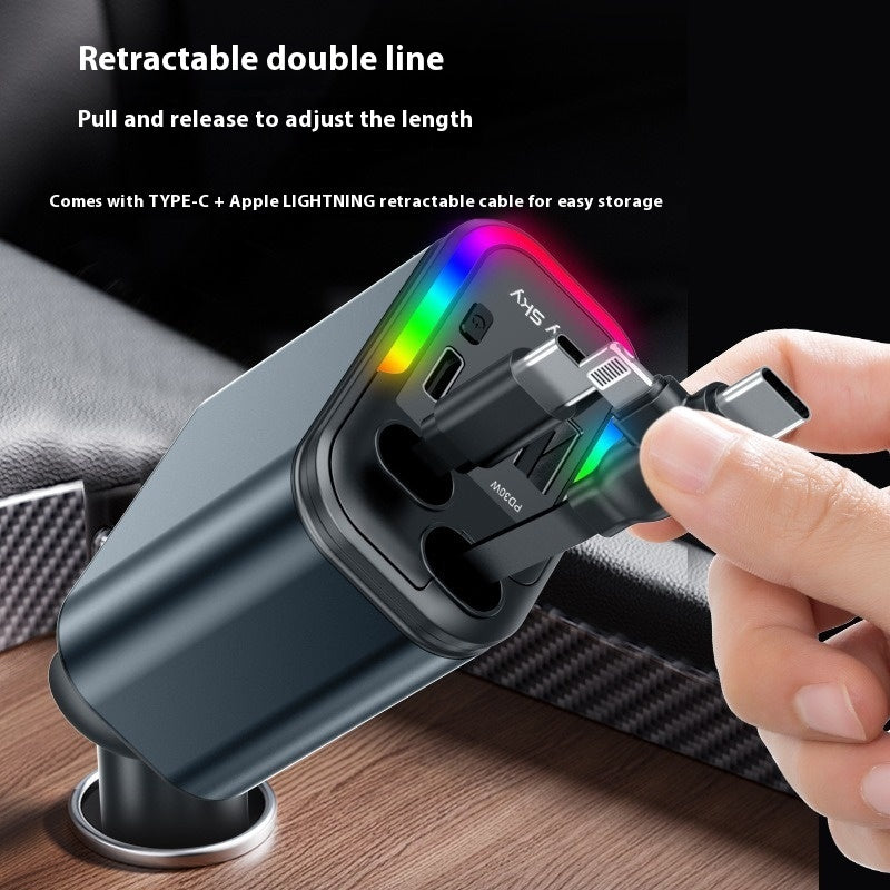 120W Ultra Fast Mobile Phone Flexible Wire Car Usb Cigarette Lighter