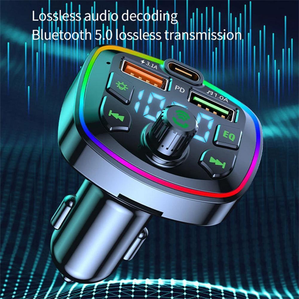 Car FM Frequency Digital Display Charger Player, Car Cigarette Lighter Fast Charger