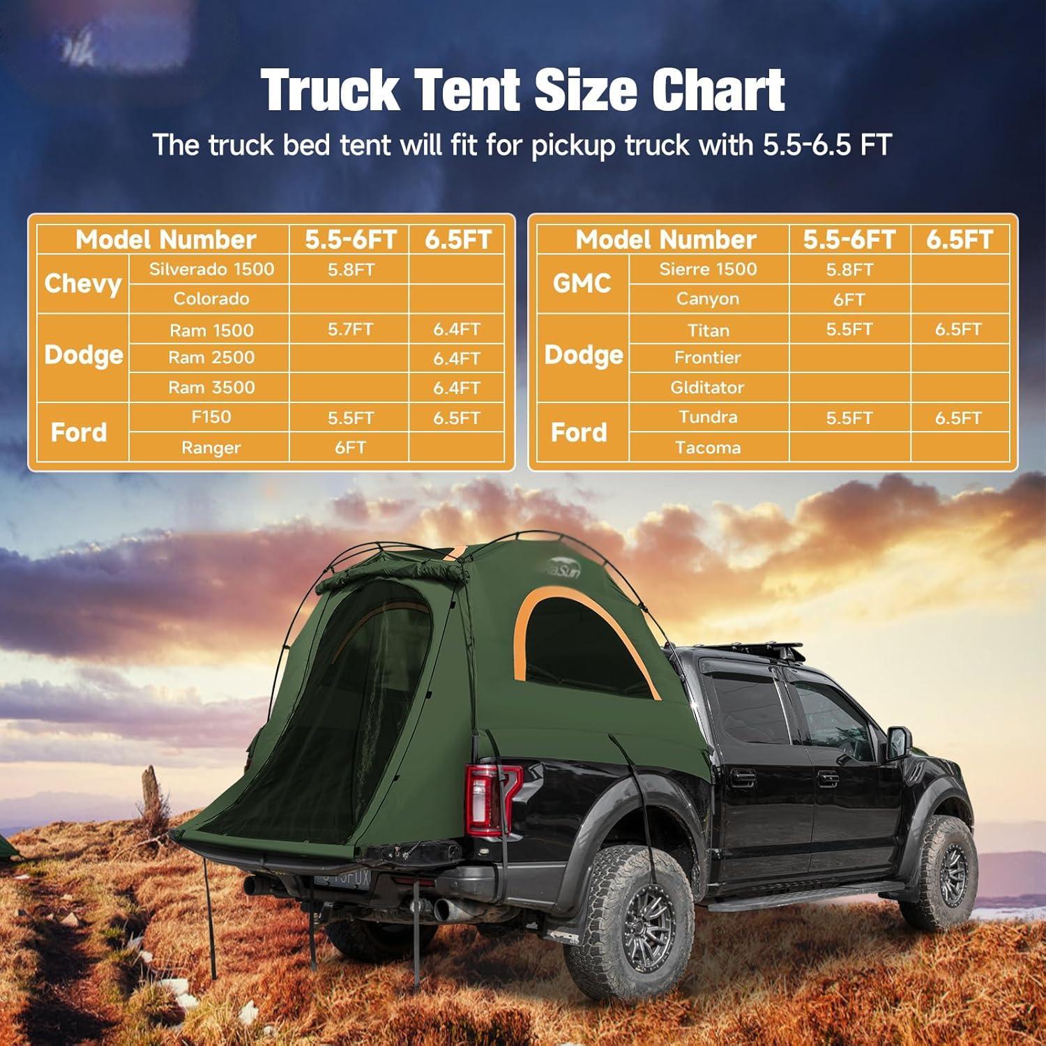Truck Bed Tent Fit 5.5-5.8ft Truck Bed Easy Setup