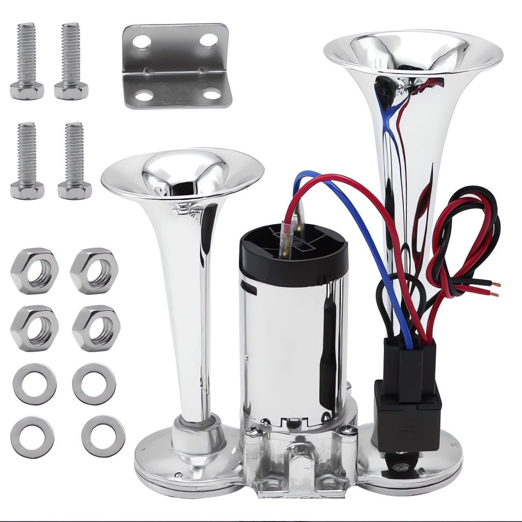 600DB Super Loud Train Air Horn Kit 12V Truck Car Dual Trumpet W Air Compressor