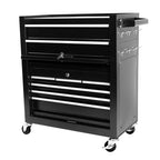 8-Drawer Rolling Tool Chest With Wheels, Large Tool Cabinet With Drawers, Mobile Steel Tool Storage Organizer With Lock&Liner For Warehouse, Workshop, Black