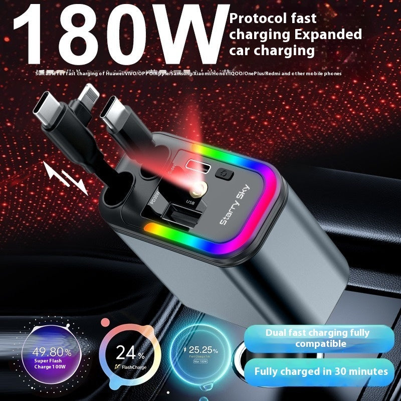 120W Ultra Fast Mobile Phone Flexible Wire Car Usb Cigarette Lighter