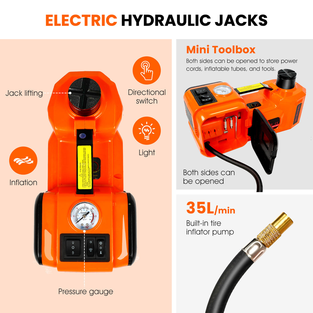 Electric Vehicle Jack Kit 11023 Lb Hydraulic Jack Lifter With Electric Impact Wrench