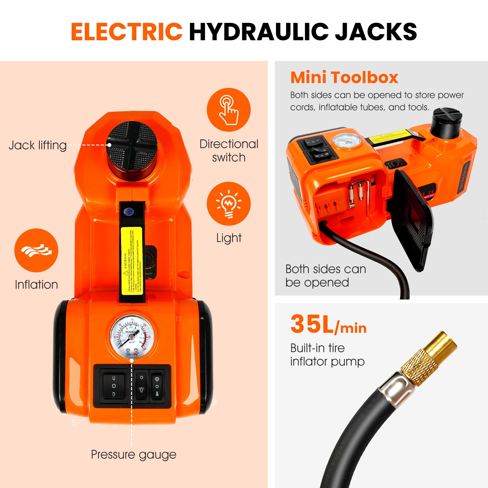 Electric Vehicle Jack Kit 11023 Lb Hydraulic Jack Lifter With Electric Impact Wrench
