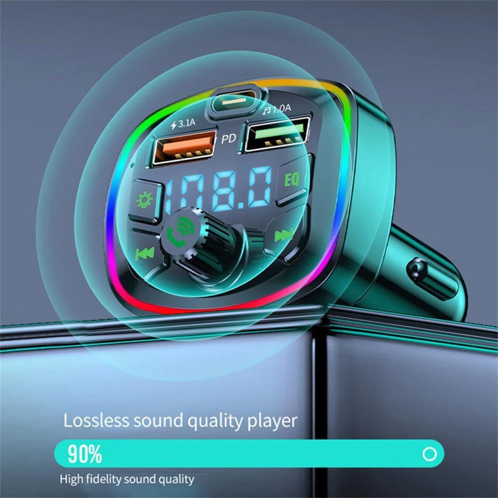 Car FM Frequency Digital Display Charger Player, Car Cigarette Lighter Fast Charger